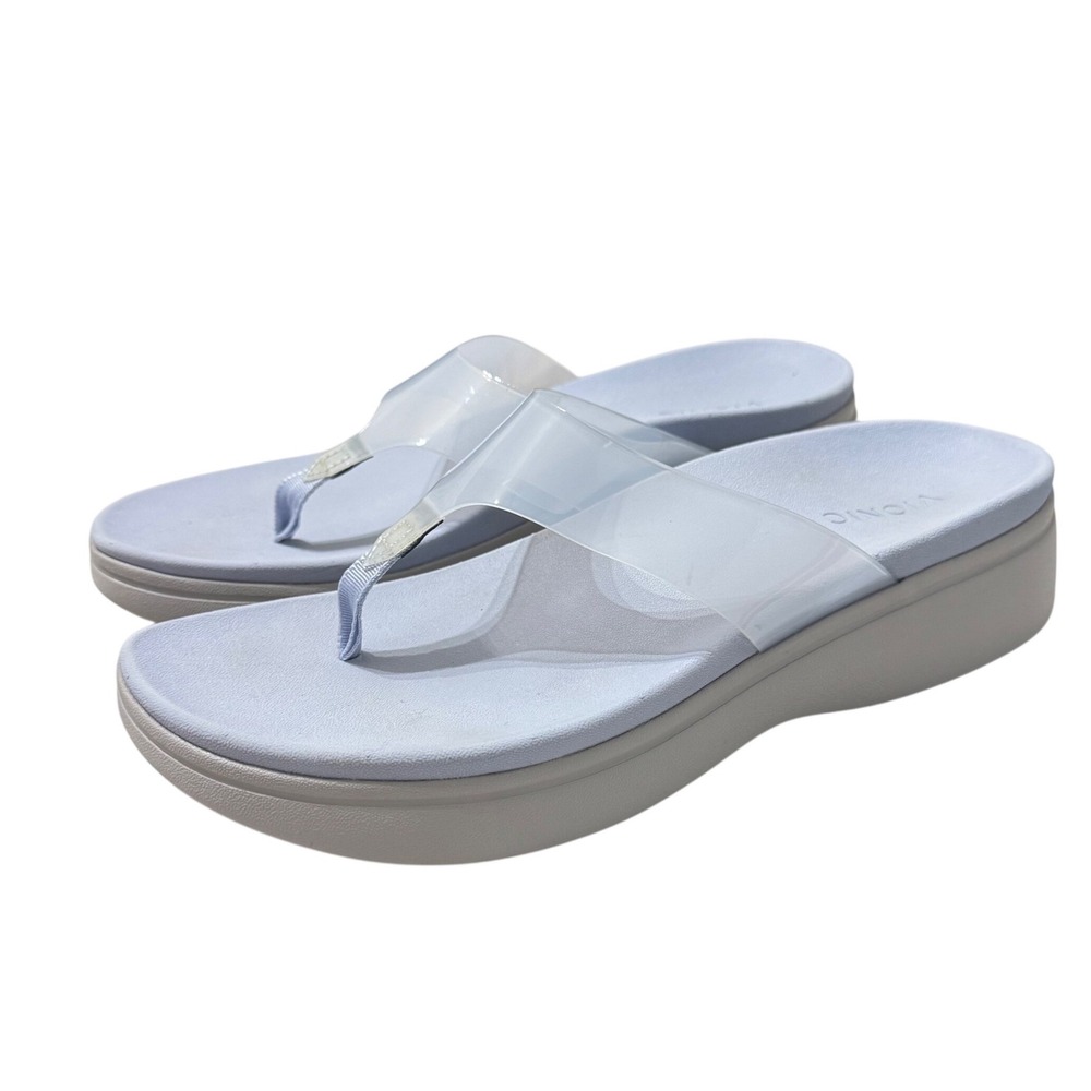 Vionic Luminous Platform Thong Sandals 9 Blue Excellent Orthotic Casual - Picture 2 of 10